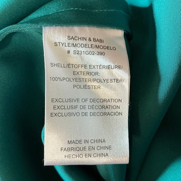 Sachin & Babi Satin Cut Out A-Line Long Evening Gown Green Size 10 Formal Dress - Picture 12 of 13